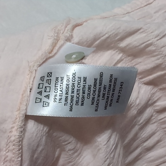 Cynthia Rowley Pale Pink Long Sleeve Textured Cotton Button Up Size Large - Picture 5 of 6